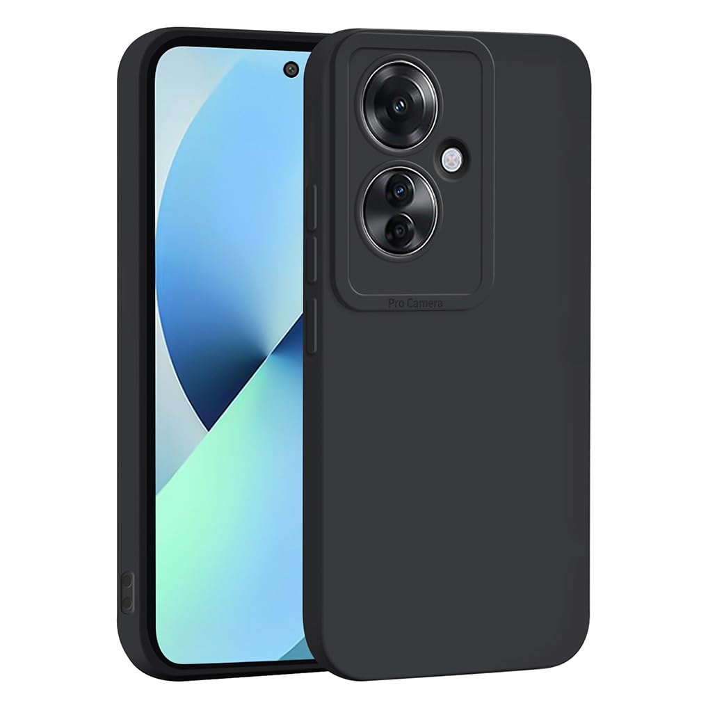 SEAHAI Case for OPPO Reno 11F 5G (Reno11 F 5G), Ultra Thin Premium Soft Silicone Phone Cover with Thickened Camera Protection Design, Shockproof TPU Bumper Fashion Case Cover - Black