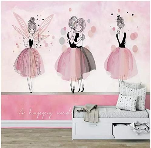 Finloveg Pink Ballerina Girl Children's Room Background Wall Making Murals Poster Photo-280X200Cm