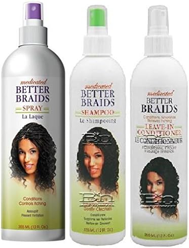 Medicated Better Braids 3PCS Set (Shampoo, Leave in Conditioner, and Spray) Includes 1 Free EyePencil by BETTER BRAIDS