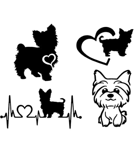 Camellia Print Yorkie Car Decal Sticker - 11x11 Inch, Waterproof & UV-Resistant, For Yorkie Moms & Lovers