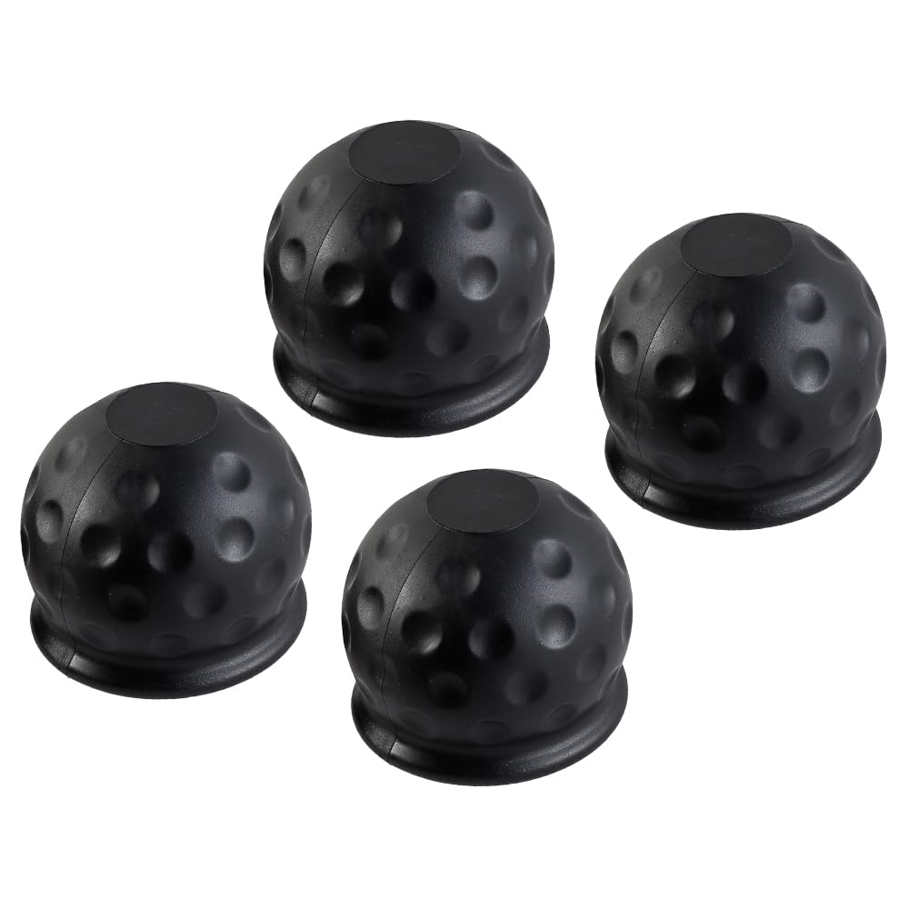 Eacalyc 4 x Tow Ball Cover Black Rubber Towing bar ball cap 50mm Soft Trailer Hitch Ball Cover Protect for Towing Trailer Caravan