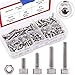 Hilitchi 180pcs M4 Stainless Steel Hex Socket Head Cap Screws Nuts Assortment Kit with Box (M4)
