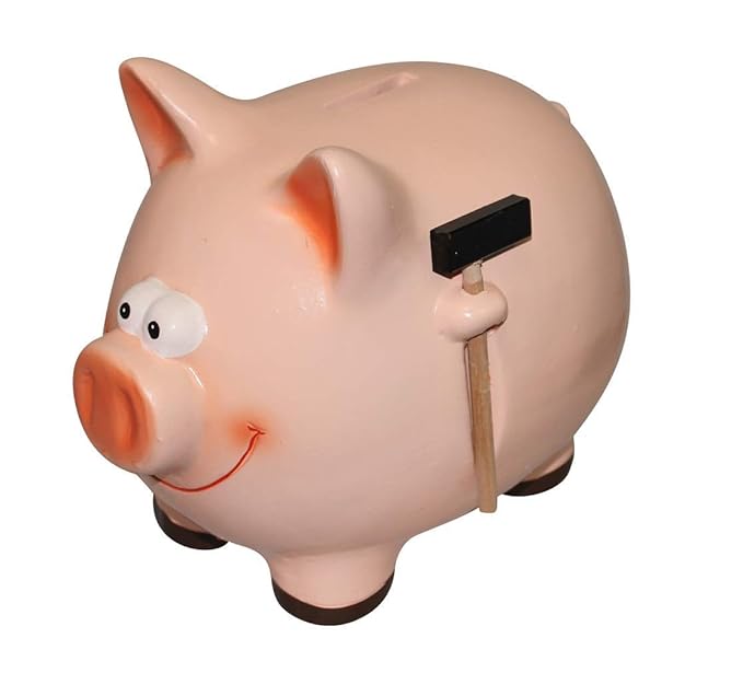 ARTECSIS Sparschwein mit Hammer Rosa Schwein aus Keramik für Münzen und Scheine XXL