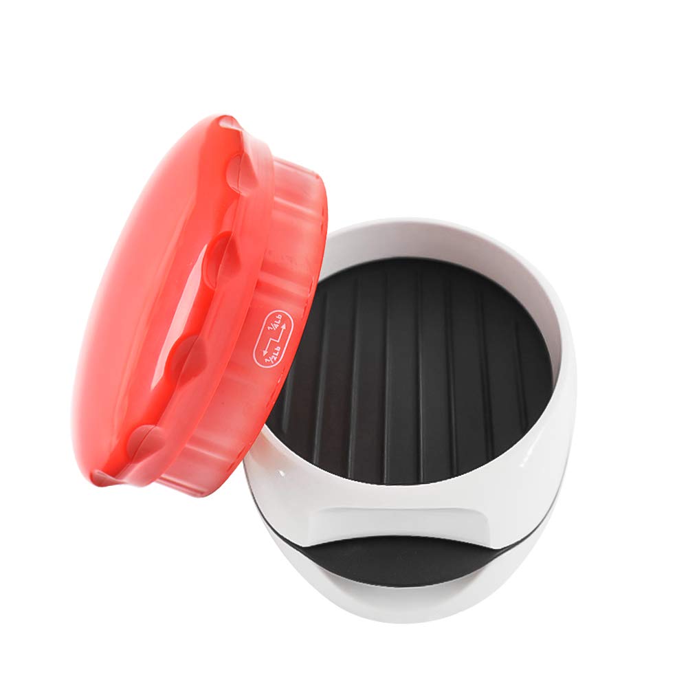 Burger Press Homemade Hamburger Maker Quarter Pounder 1/4 inch to 1/2 inches for BBQ Home Kitchen Grilling Accessories Red