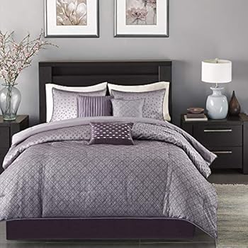 Madison Park Biloxi 7 Piece Comforter Set-Purple-Queen