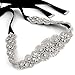 Bridal Belt Hand Rhinestone Wedding Belt Clear Crystal 16.5In Length with Black Ribbon for Wedding Party Dress