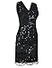 PrettyGuide Women's 1920s Gatsby Sequin Art Deco Scalloped Hem Cocktail Flapper Dress S Black