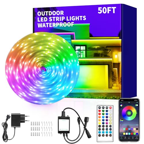 51So0QkTtFL Vimeepro Outdoor Led Strip Light 15 M Wasserdicht Mit Remote/App Control Musiksynchronisation Rgb Outdoor Led Rope Lights Farbwechsel Led Band Strip Für Schlafzimmer Balkon Dach Garten Treppe Parteien