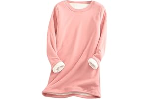 Borniu Womens Fleece Sweatshirt Casual Winter Warm Sherpa Lined Fleece Crewneck Sport Sweatshirts Pullover Loungewear