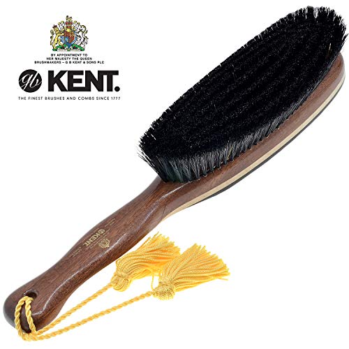 KENT CR8 Three Veneered Woods with 100% Natural Black & White Boar Bristle Clothes Brush and Lint Remover for Cashmere, Wool, and Silk - Sweater Fuzz Remover, Suede Brush, and Lint Brush for Pet Hair