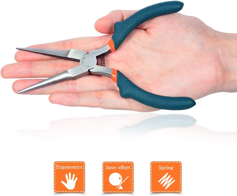 SPEEDWOX Mini Needle Nose Pliers Extra Long Smooth Jaw 6 Inches Convex Shoulder Small Long Nose Pliers Thin Micro Precision Wire Looping Fine Chain Nose Pliers Beading Tool Hobby Craft DIY Supplies - Image 5