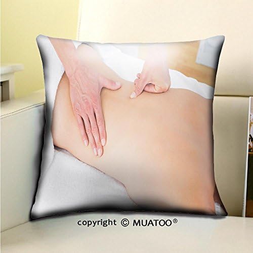 PleayeL Soft Canvas Throw Pillow Covers Cases for Couch Sofa -close up mid section of a male physiotherapist massaging woman s back in the medical office Print 16 x 16(40 x 40 cm)