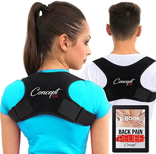 Adjustable Natural Posture Corrector for Women and Men | High Back Support + Pain Relief Remedies Ebook | Flat Kyphosis Brace | Clavicle Straightener