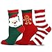 Fun Christmas Novelty Slipper Socks with Santa Claus, GingerBread Man, Candy Canes 3-Pair for Women (Santa and Stripes)