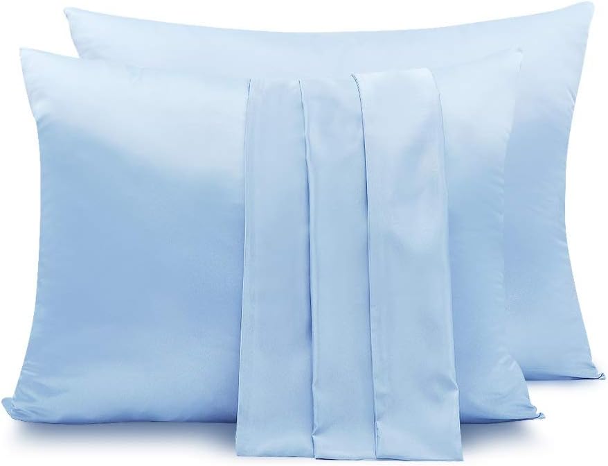 light blue silk pillowcase