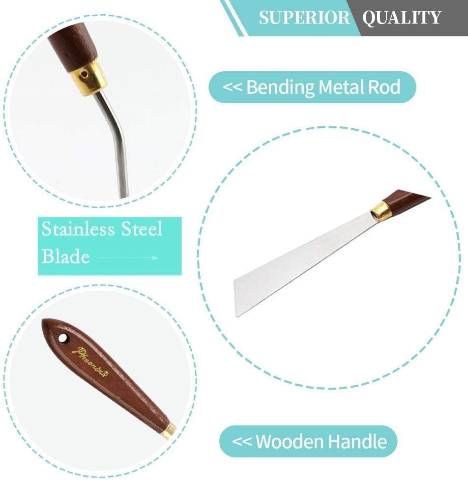DerBlue Stainless Steel Artists Palette Knife Set, Spatula Palette Knife Painting Mixing Scraper, Thin and Flexible Art Tools for Oil Painting, Acrylic Mixing, Etc. (9pcs)