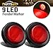 Partsam 2Pcs 2 Inch Round LED Trailer Side Marker Clearance Lights Red 9 Diodes Kit w Grommets/Pigtails Waterproof 12V 2 Inch Round Led Marker Lights for Trucks Flush Mount w Plugs