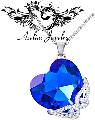 Blue Heart Pendant Necklace Platinum Plated Gifts For Women, Jewelry with a Luxury Gift Bag for Easy Gift Giving Womans Necklace Birthdays Gifts For Women Gifts For Girls