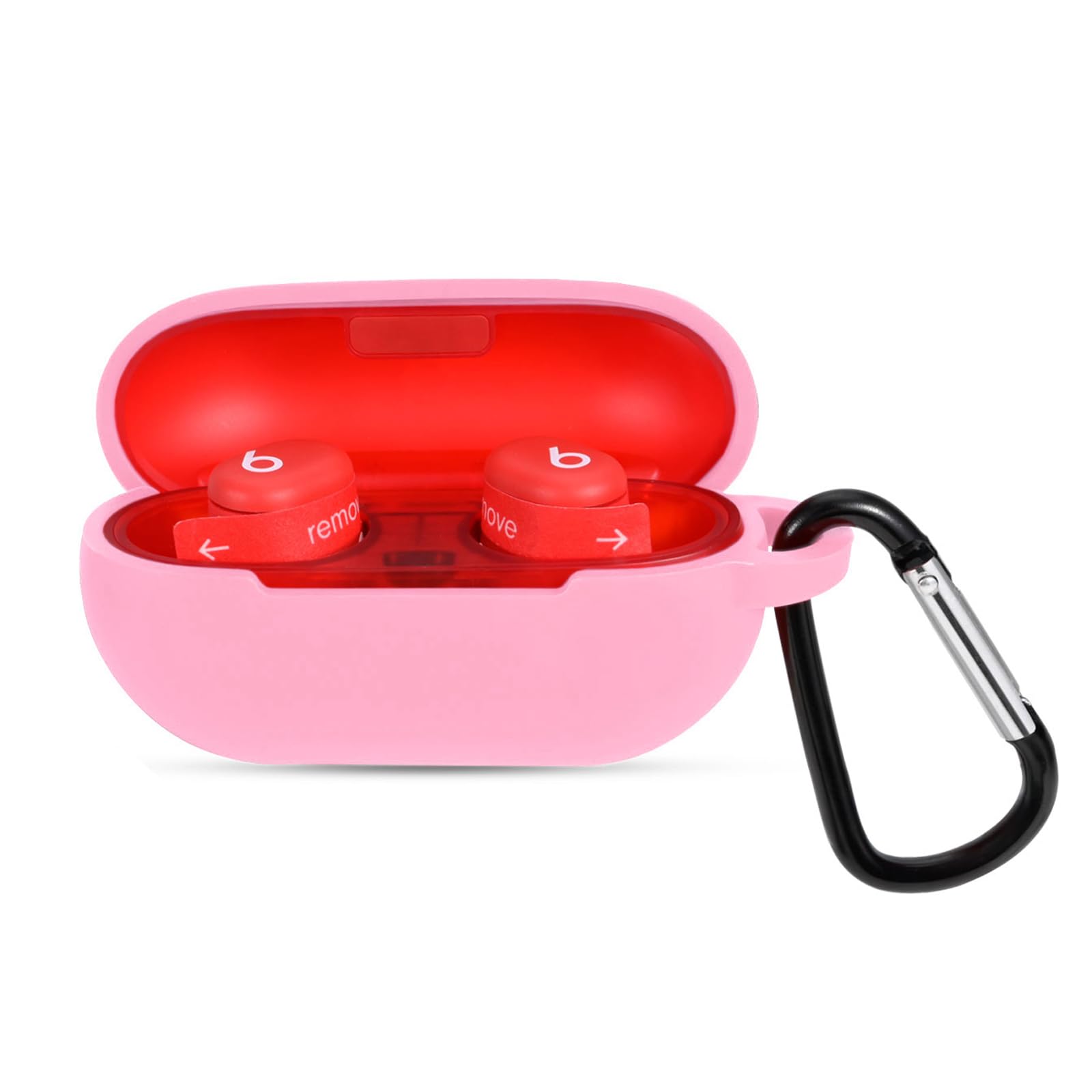 Photo 1 of Claiol Silicone Case for Beats Solo Buds 2024, Premium Shockproof Case Cover Compatible with Beats Solo Buds with Carabiner. (Pink)