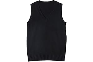 ZUEVI Women's Sweater Vest Classic V Neck Uniform Pullover Knitwear Tops Sleeveless Knitted Sweaters Vests