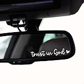2Pcs Trust in God Mirror Stickers,Rearview Mirror Decal,Laptop Sticker,Trust in God Stickers for Window,Tumbler, and Water Bottle(White)