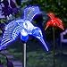 Hummingbird Decor LED Solar Powered Acrylic Lights Color Changing Outdoor Decorations Ornament 3D Garden Gifts Yard Stakes Charm Figurines Statue Decorative Lamp (Set of 2)