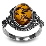 Sterling Silver Amber Oval Ring