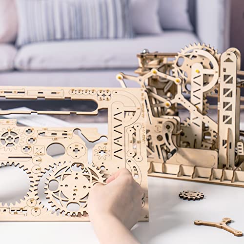Rowood Marble Run 3D Puzzle, Wooden Town Models for Adults to Build