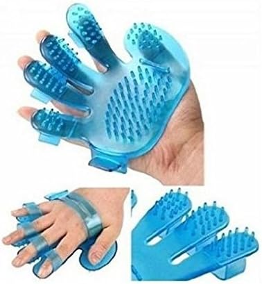 Mammoth XT Pet Grooming Massage Glove Brush - Removes Hair / Cats / Dogs / Pets - BLUE