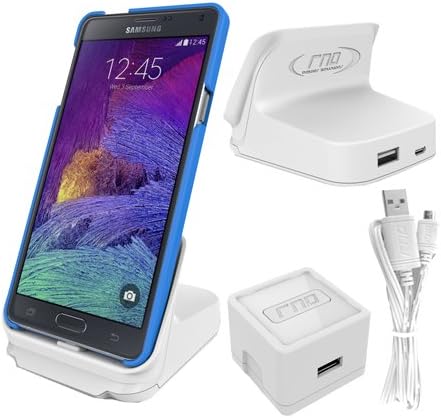 RND Dock for Samsung Galaxy Note 4, Note 5, and Galaxy S6 Edge Plus with USB port (compatible with or without a slim-fit case) (white)
