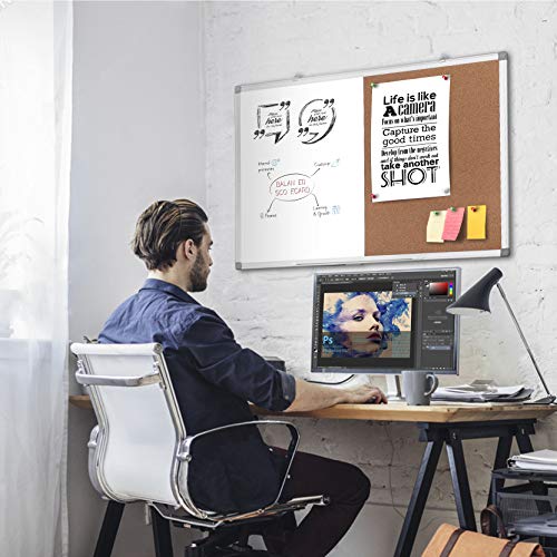 image for WEYOUNG White Board & Bulletin Cork Board Combination 24 x 18 Bulletin