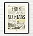 Faith Moves Mountains, Mark 11:23, Christian Unframed Reproduction Art Print, Vintage Bible Verse Scripture Wall and Home Decor Poster, Inspirational Gift, 8x10 inches