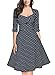 Miusol Women V Neck Retro 1920 Polka Dot Half Sleeve Vintage Swing Dress / blue / Large