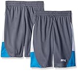 STX Boys' Mesh Athletic Short, TY18-Charcoal/Neon Turquoise 2 Pk, 10/12