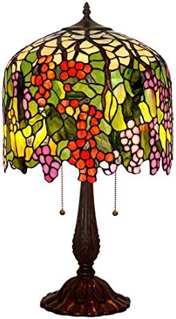 18 スタイルグレープテーブルランプ手作り牧歌的なステンドグラスデスクランプ 亜鉛合金ベース リビングルーム ベッドルーム 卓越 ベッドサイドスタディリーディング用