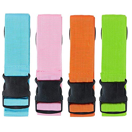 WeTest 4-Pack Adjustable Luggage Straps with ID Label, Suitcase Belts for Travel, 75 Inch, Colorful
