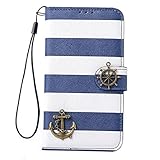 Towallmark(TM)Stripes Anchor Rudder Wallet Flip Case Cover For Samsung Galaxy S5 i9600