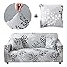 Donzake Printed Grey Sofa 2 Seat Stretch Couch Sofa Slipcovers for 2 Cushion Couch with 2 Pillow Case (Silver Leaves)