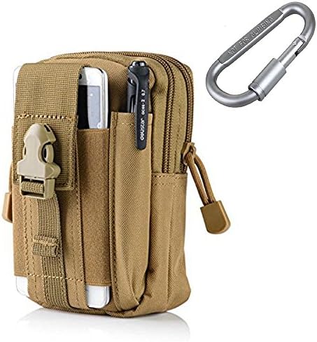 Gudelaa Khaki Universal Multipurpose Tactical Cover Smartphone Tan Holster EDC Security Pack Carry Case Pouch Belt Waist Bag Gadget Money Pocket for iPhone 6s Samsung Galaxy S7 Note5 LG G5 and more
