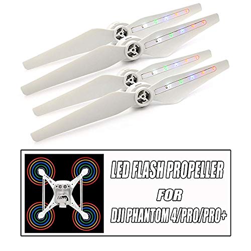 STARTRC LED Flash Propellers for DJI Phantom 4/4 Pro/4 Pro+/4 Pro V2.0/4 Advanced/4 Advanced+ Propellers Blades 9450S Quick Release Propellers,2 Pairs