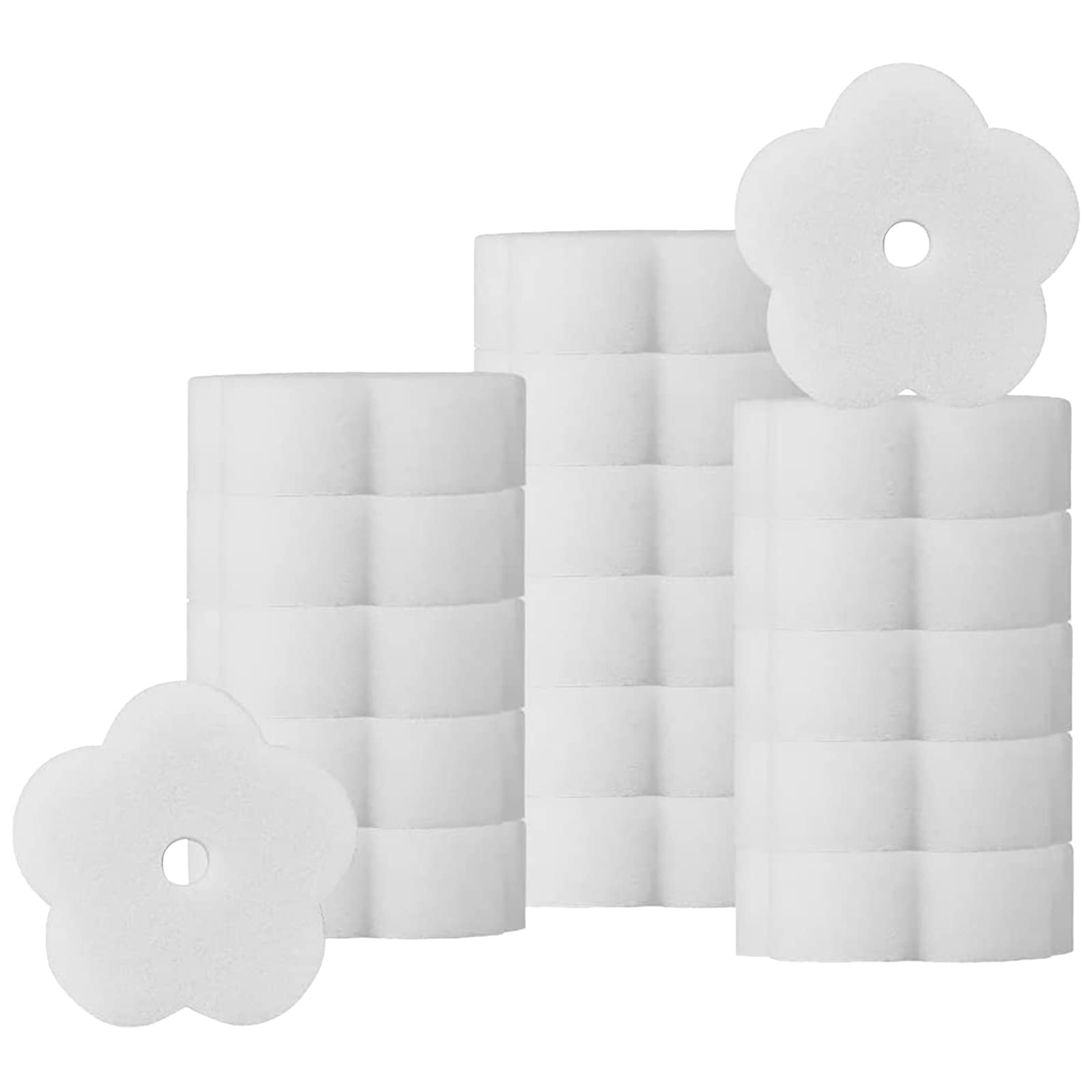 Jetisva 18pcs Hot Tub Foam Remover White Cleaning Flower Sponge Scum Ball Sponges Filter Spa Oil Absorbing Sponge Accessories for Swimming Pool Kitchen Bathroom Home