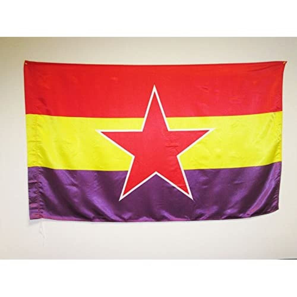 AZ FLAG - Spanish Republican Popular Army Flag - 3x5 Ft - Satin - Spain Republican Banner with Sleeve - Fade Resistant - Bright Colors - 3' x 5' Feet - 150x90 Cm