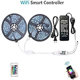 WenTop Waterproof LED Strip Lights, WiFi Wireless Smart Phone Controlled UL RGB LED Light Strip Kit 32.8ft(10M) 300leds LED Strip,Works with Android and iOS System,IFTTT,Google Assistant and Alexa