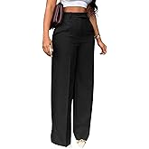 Unybwonn Women Wide Leg Dress Pants High Waisted Straight Leg Business Slacks Work Pants Casual Button Down Trousers