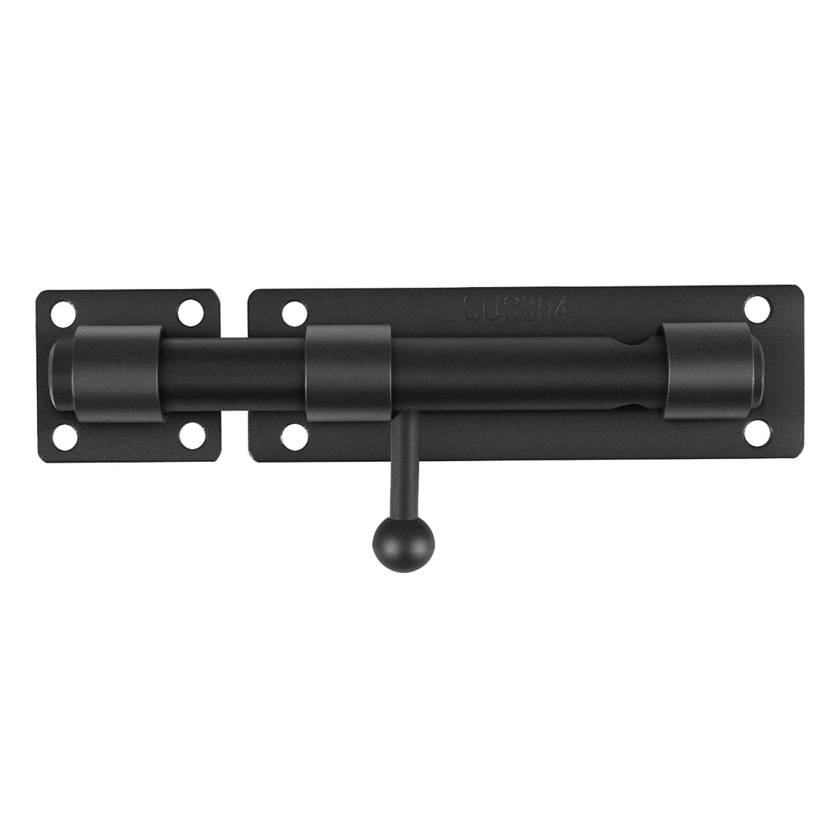Dedjgoo 6 Inch Slide Gate Latch Bolt Door Lock with Padlock Hole 150MM Length, 15MM Dia Bar, Heavy Duty Solid 304 Stainless Steel Matte Black(Not Include Padlock),