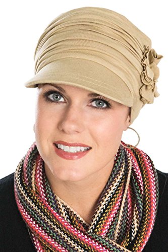 Bamboo Florette Newsboy-Caps for Women with Chemo Cancer Hair Loss Luxury Bamboo - French Beige - Thumbnail 2
