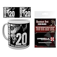 1art1 Set: Resident Evil, Anniversary Photo Coffee Mug (4x3 inches) and 1 Resident Evil, Credit Card Holder Wallet for Fans Collectible (4x3 inches)