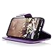 YOKIRIN Galaxy S8 Wallet Case, Luxury 3D Handmade Crystal Rhinestone Case Embossed Double Bling Butterfly PU Leather with Wrist Strap Stand Credit Card ID Holders Skin for Samsung Galaxy S8, Purple