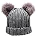EPOCH Women's Winter Chunky Knit Double Pom Pom Beanie Hat with Tie.(Charcoal)