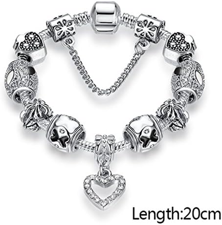 925 Unique Silver Crystal Charm Bracelet For Women Diy Beads Bracelets &amp; Bangles Jewelry Gift 20CM PS3742